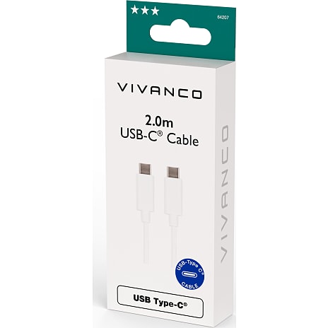 Vivanco USB-C til USB-C 2m kabel - hvid