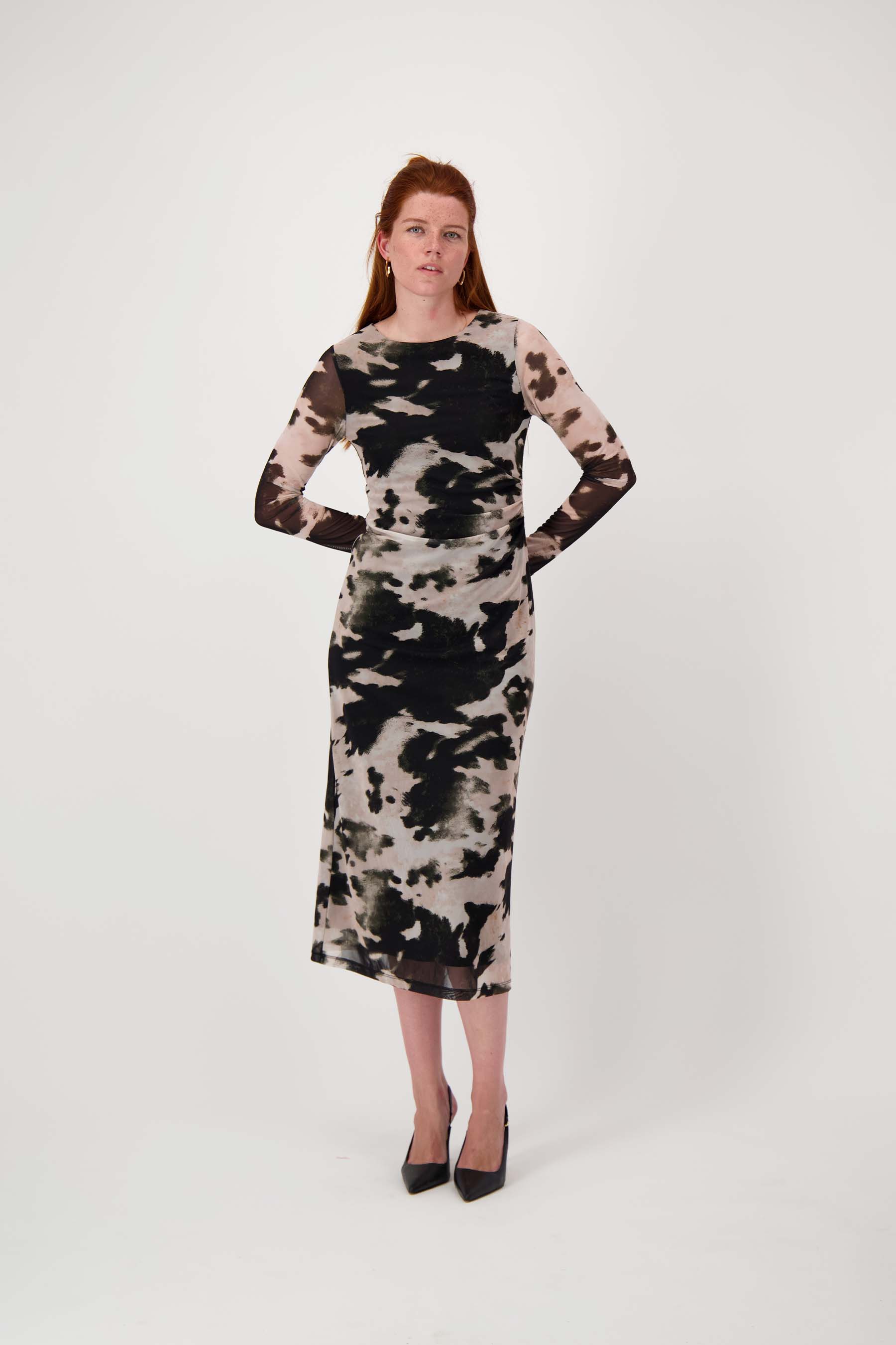 mesh jurk met print
