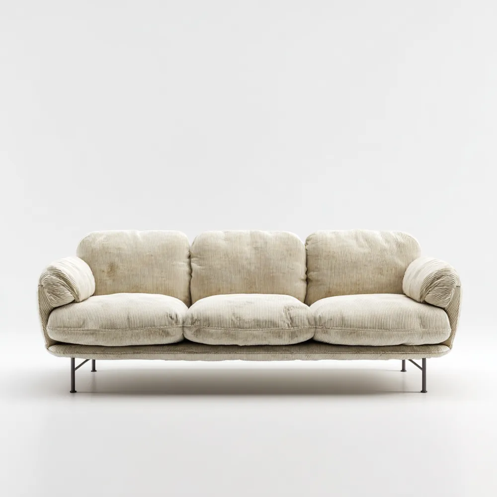 3-Sitzer-Sofa Cord Beige 210x90x85 cm Metallbeine – Modernes Design