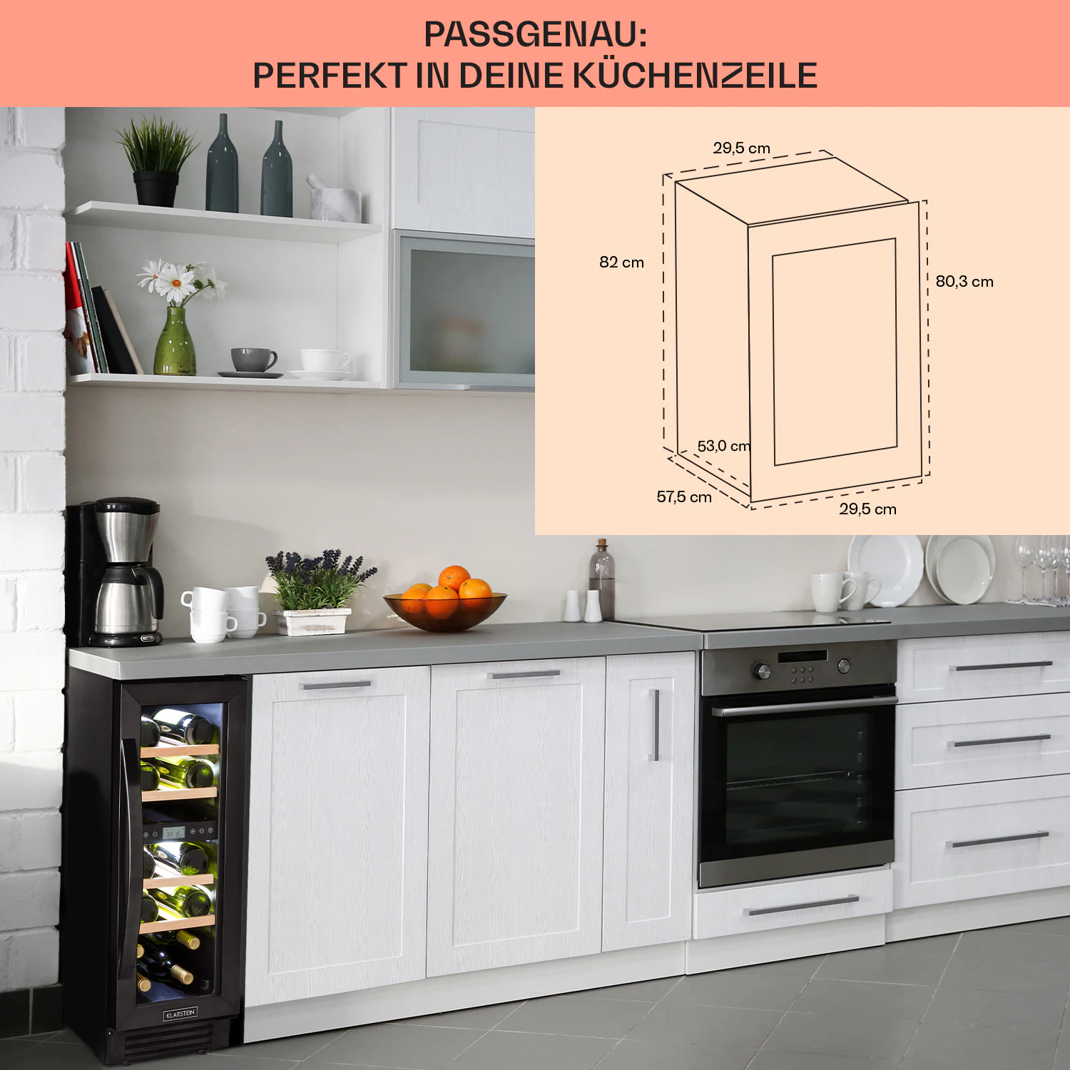Vinovilla 17 Built-In Duo Weinkühlschrank 53l 17 Fl. 2 Zonen Glastür Schwarz