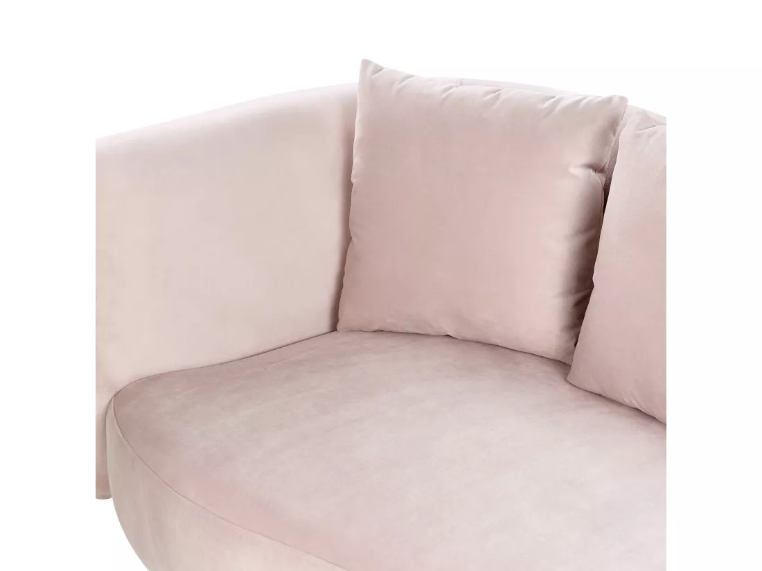 Chaise longue côté droite en velours rose CHAUMONT