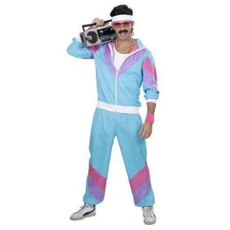 Widmann 9888T 80er Jahre Trainingsanzug, blau-lila-rosa, Größe XL