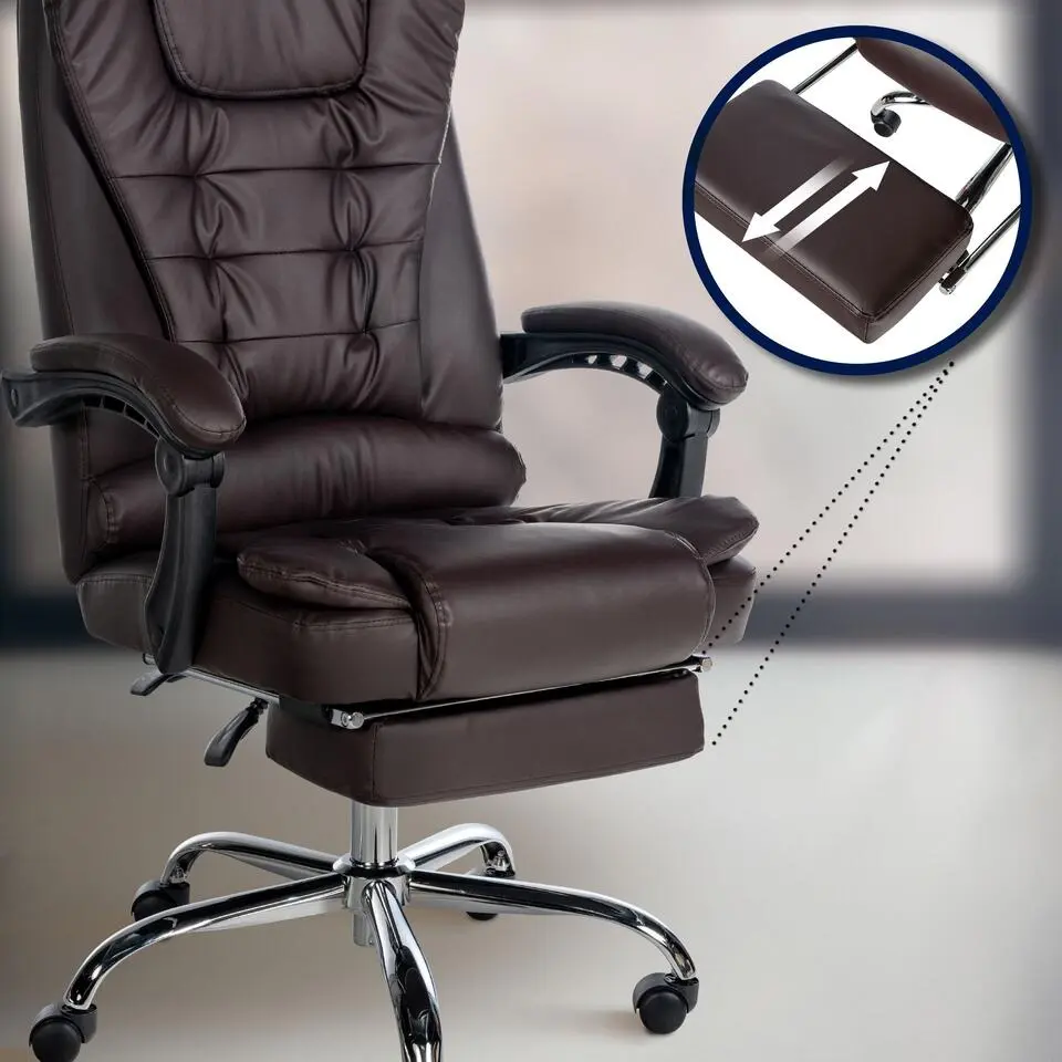CLP Bureaustoel Oxygen chroom Frame - Kunstleer - bruin