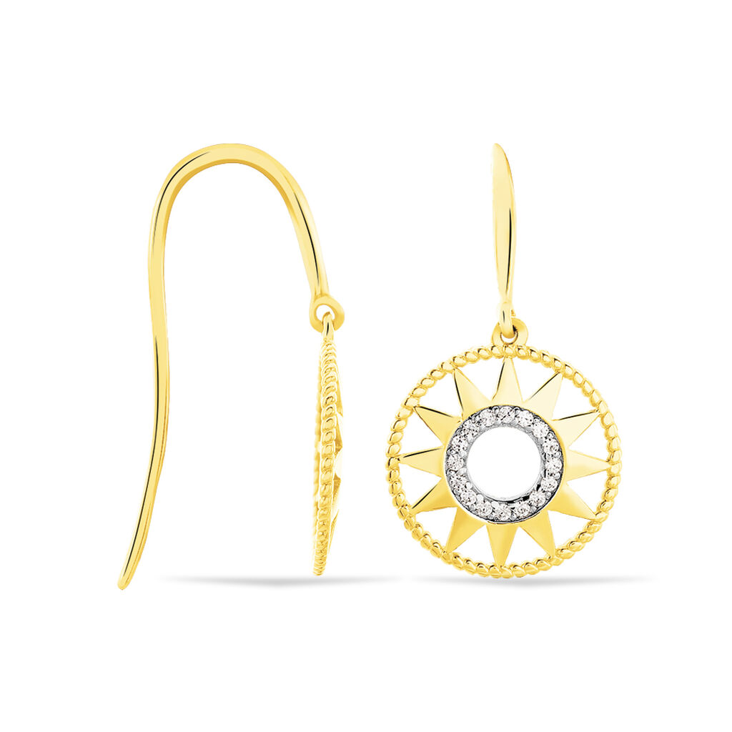 Boucles D'oreilles Pendantes Thallya Or Jaune Oxyde De Zirconium