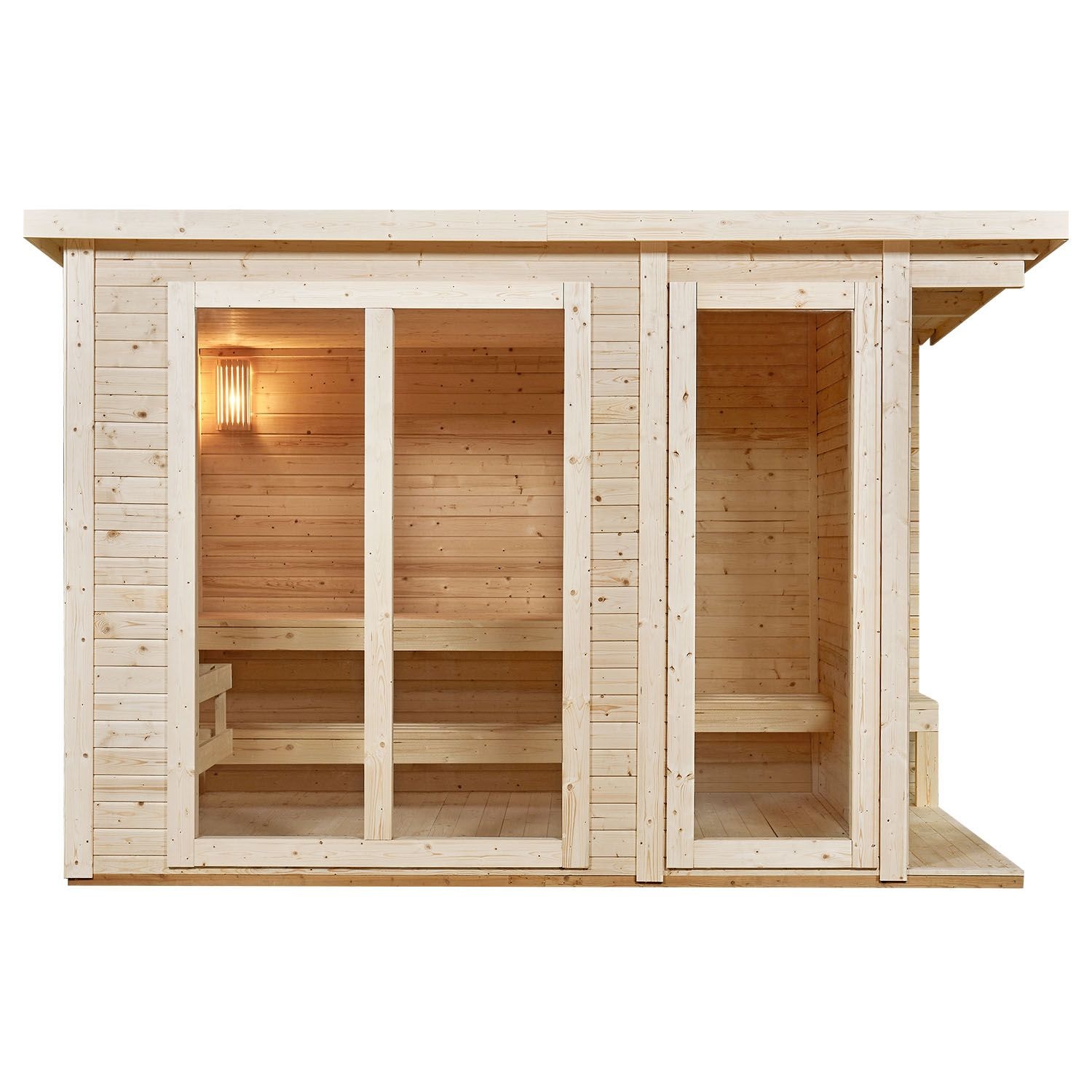 Artsauna Outdoor Sauna Varberg 320 x 180 cm mit 8 kW Ofen & Zubehör - Gartensauna mit Umkleidekabine