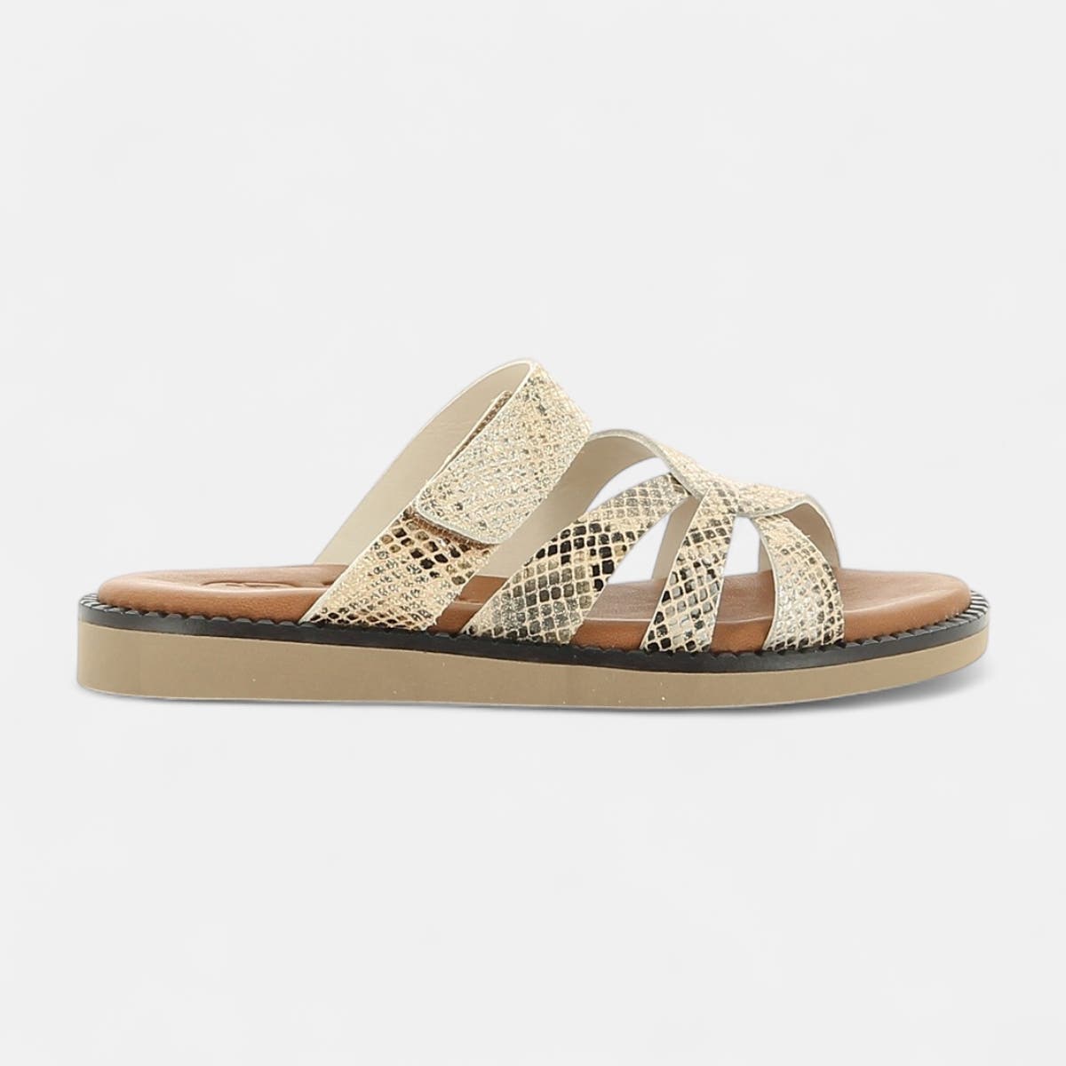 Mules Femme en cuir or