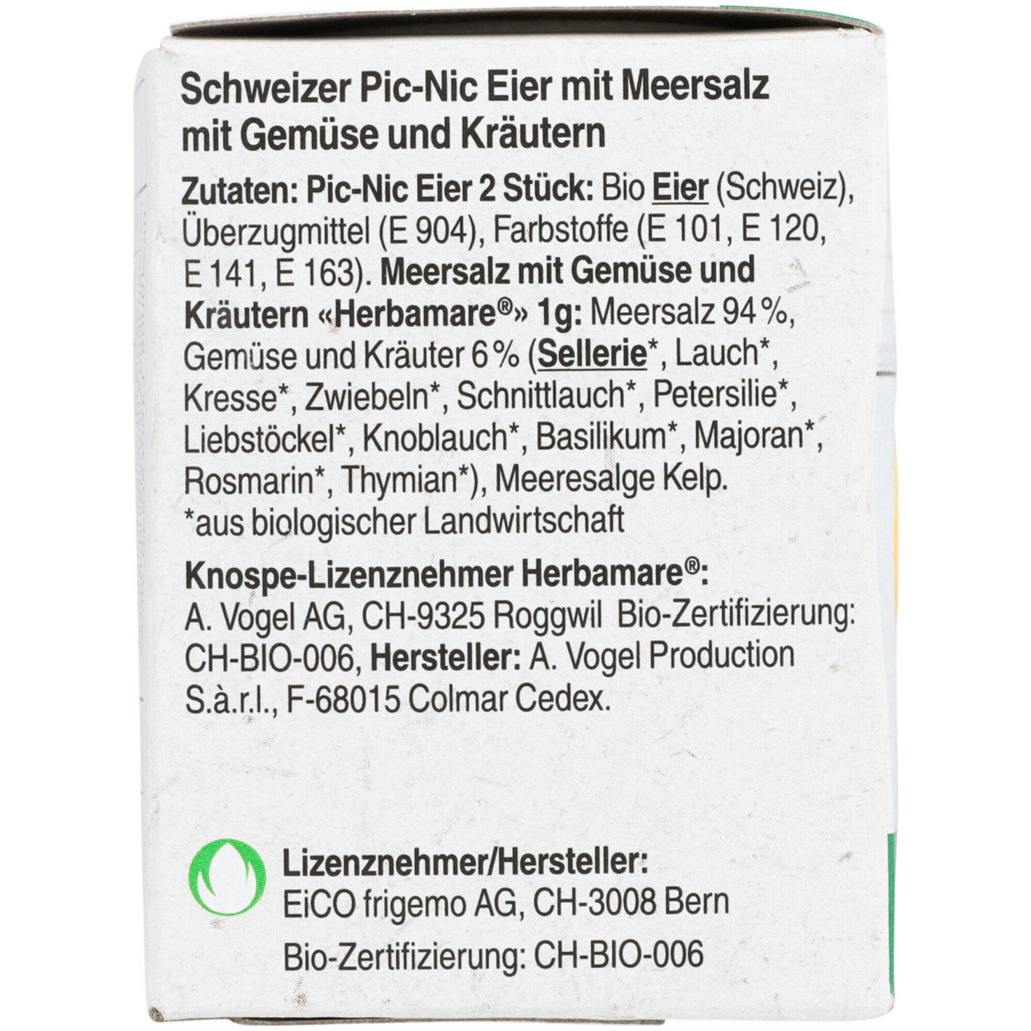Naturaplan Bio Pic Nic Eier 50g+ mit Herbamare 2 Stück
