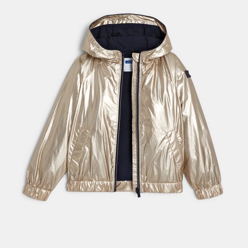 Blouson à effet métallisé jaune fille