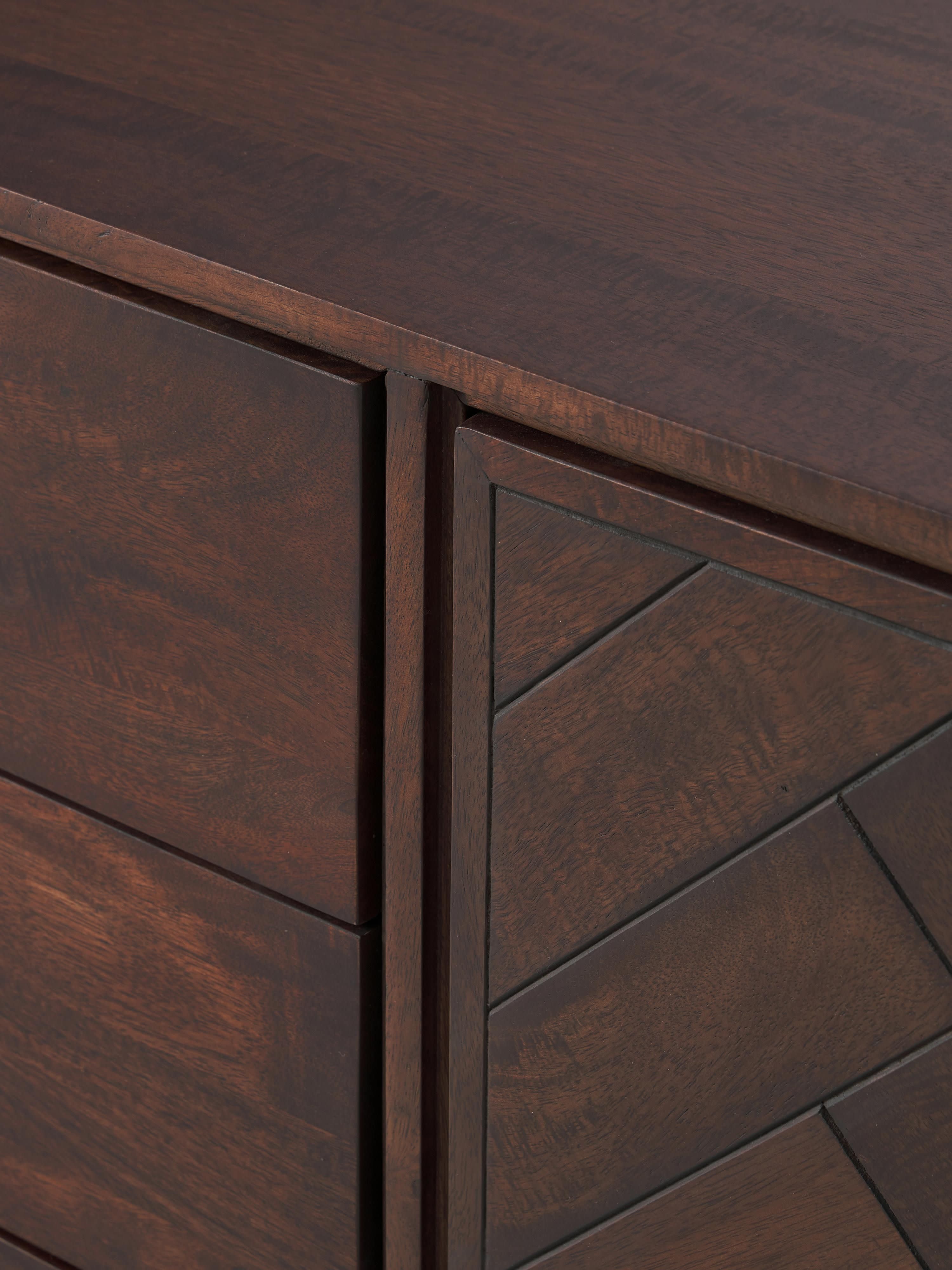 XL-dressoir Luca van mangohout met visgraat-patroon