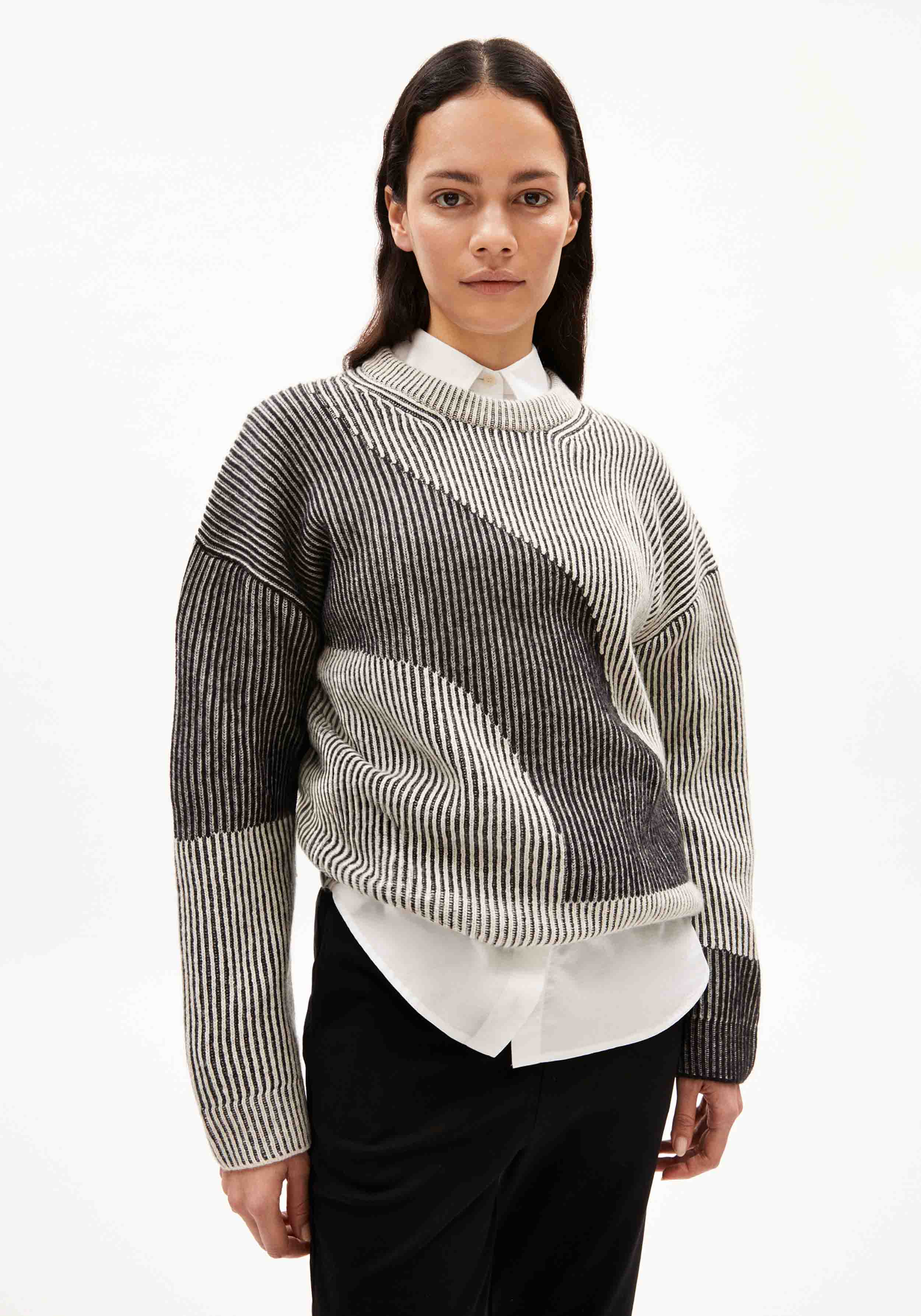 Armedangels Strickpullover Mayraa Vanise Black-Off White
