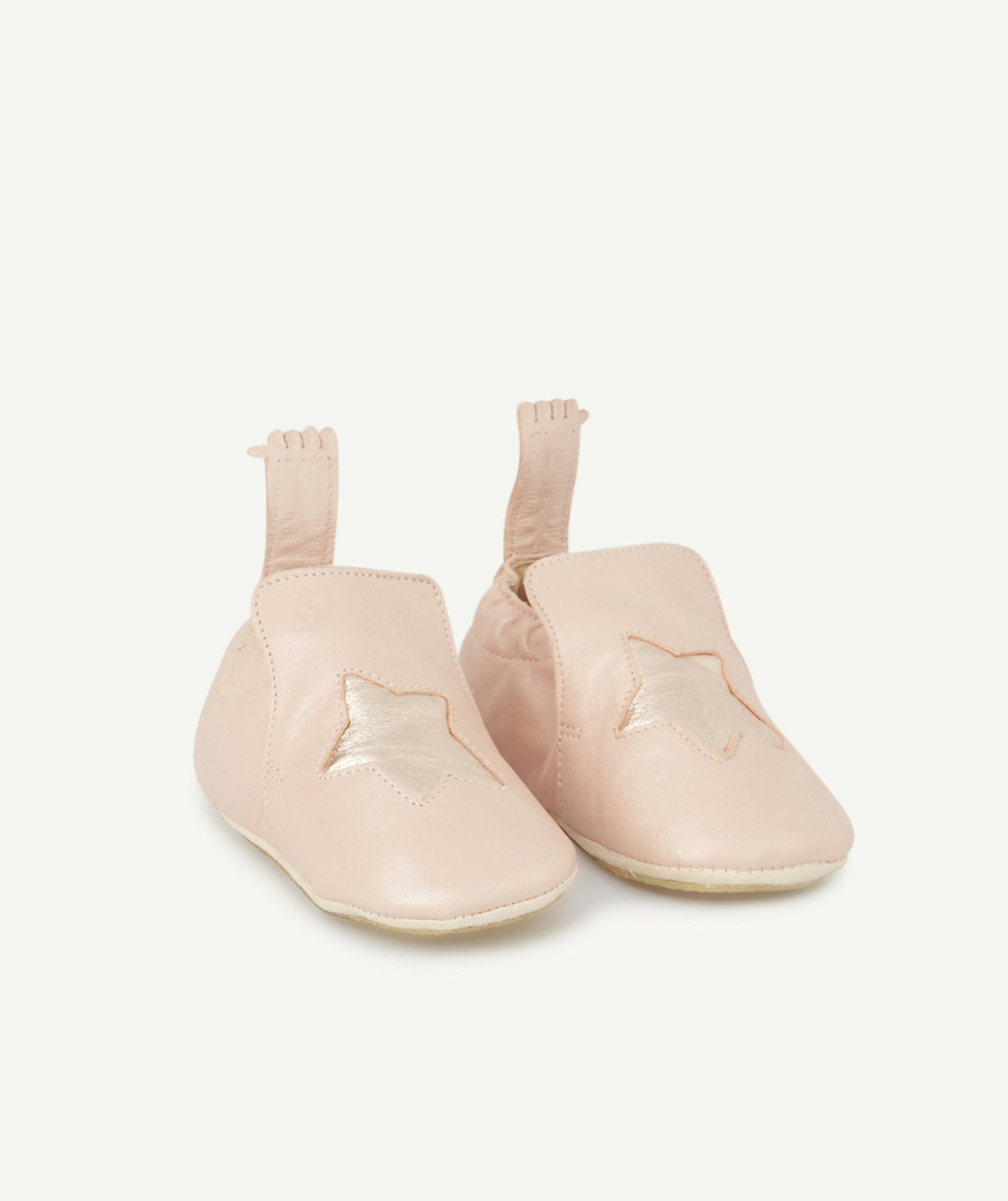 EASY PEASYCHAUSSONS EN CUIR ROSE AVEC ÉTOILES