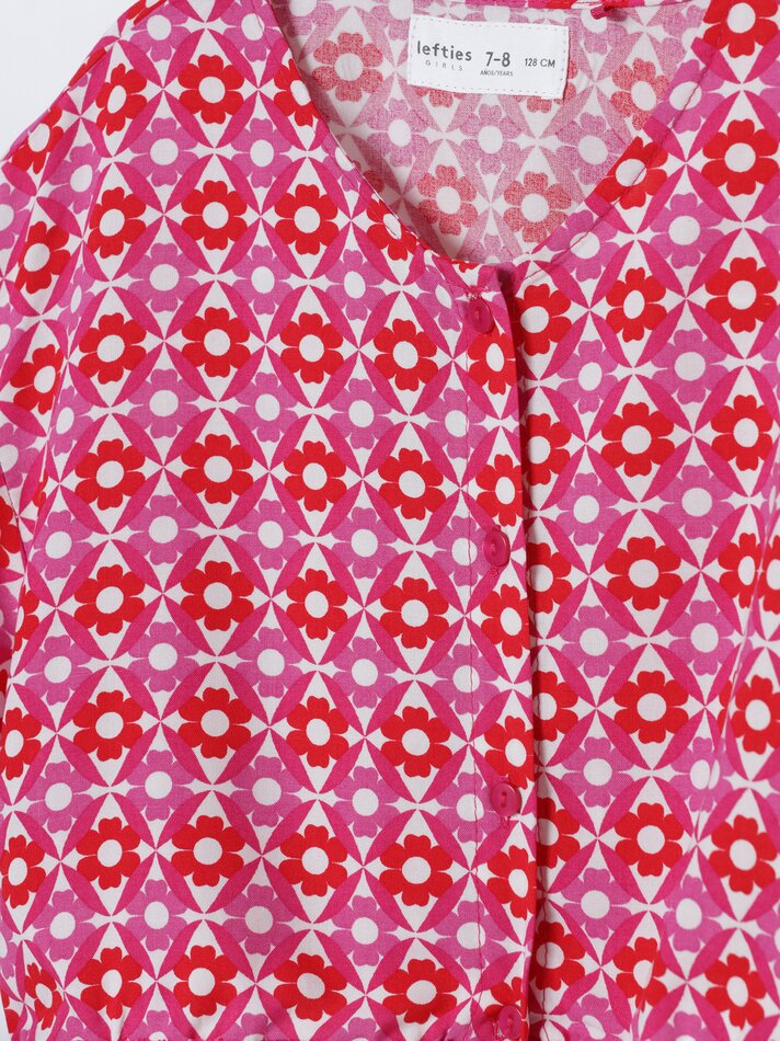 Camisa cropped estampada - Rosa