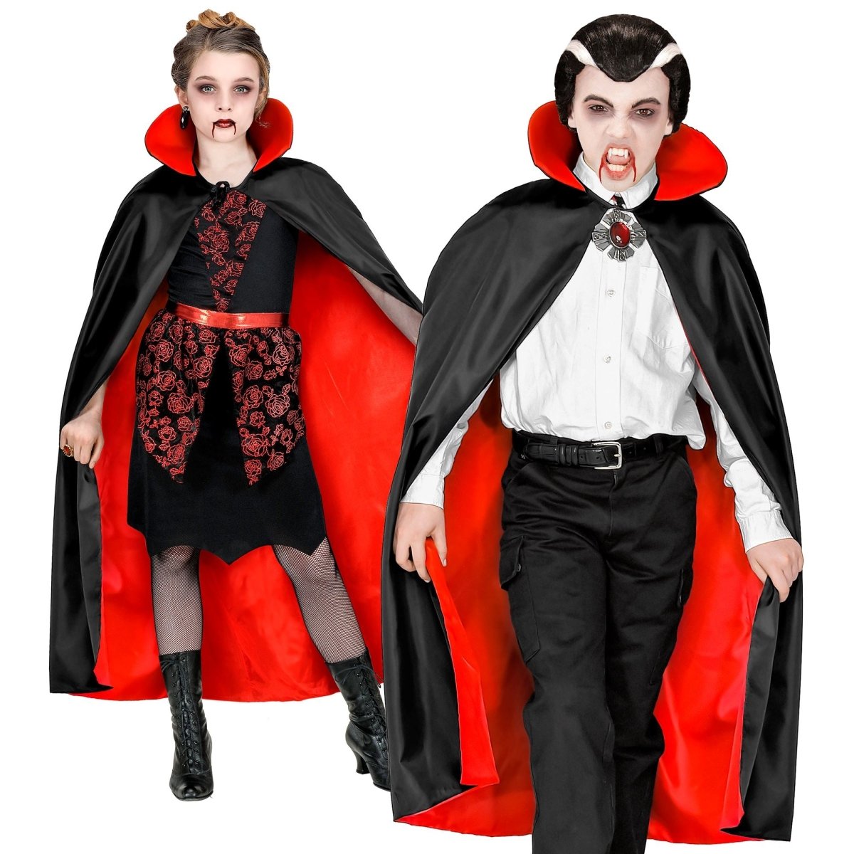 Halloween Cape Zwart Rood Kind