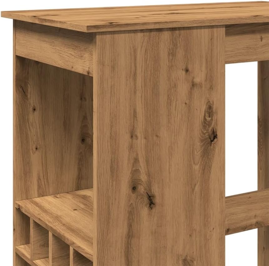 Bartisch mit Regal Artisan-Eiche 90x47,5x103,5 cm Holzwerkstoff Bartisch, Bistrotisch Bartheke für Hausbar, Wohnzimmer und Esszimme