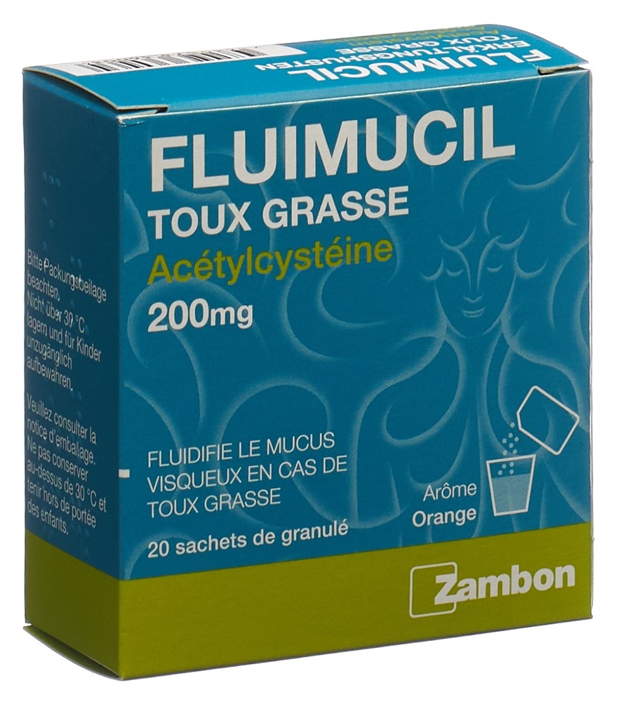FLUIMUCIL Erkältungshusten 200 mg<br>20 Stück, Beutel, Granulat zur Herstellung einer Lösung zum Einnehmen