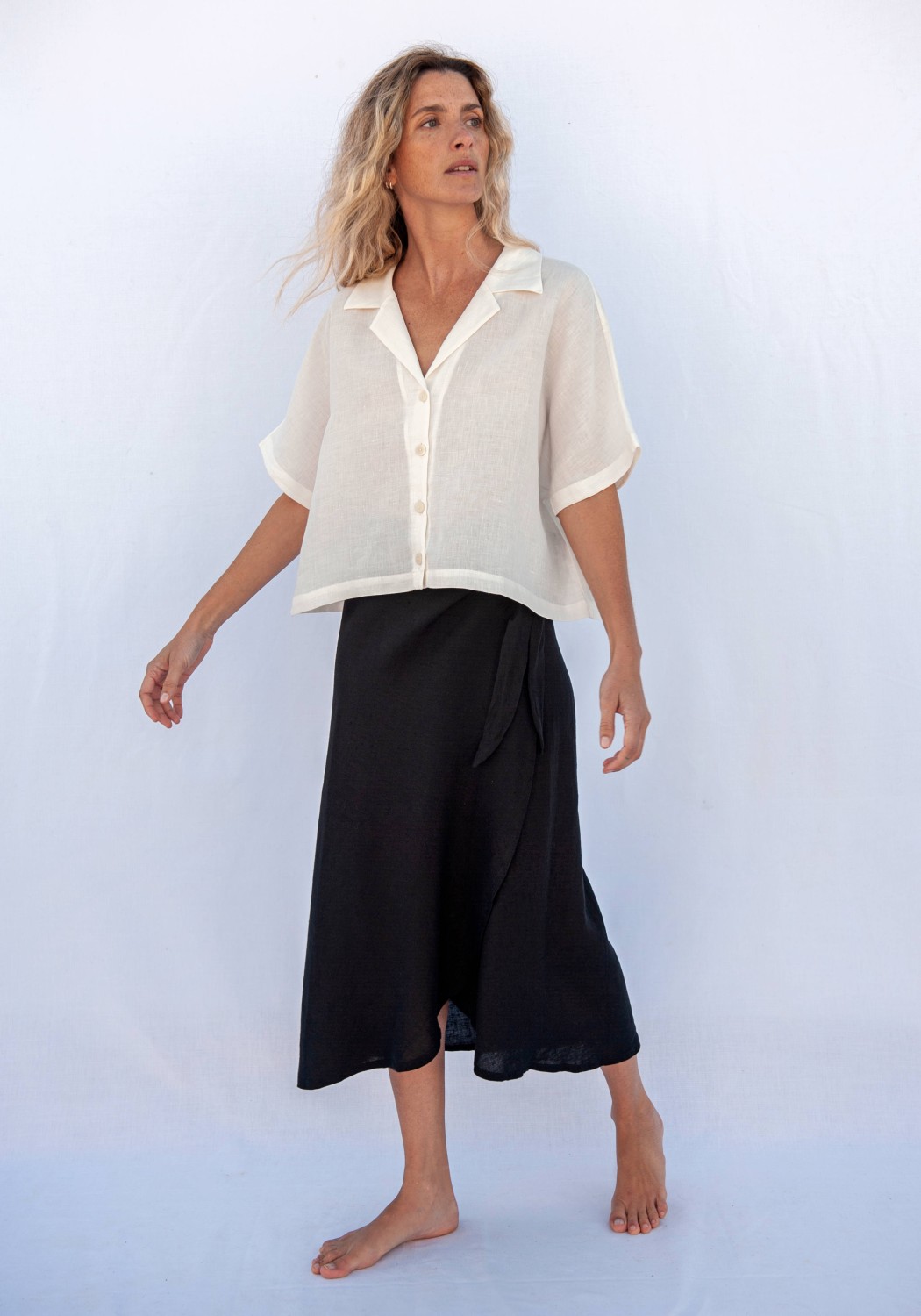 Jungle Folk Blouse Elise Linen Ecru