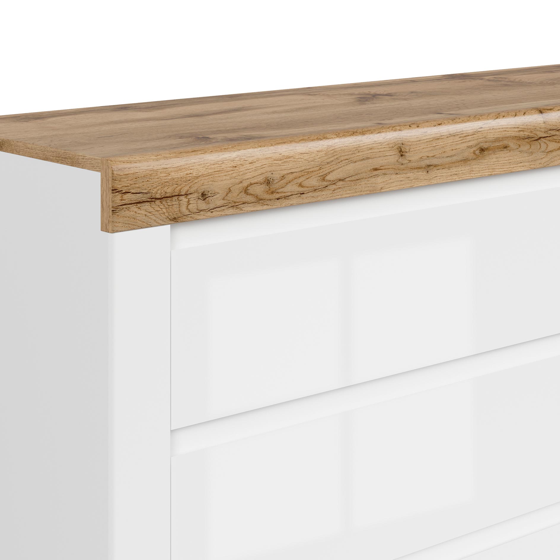 Sideboard - weiß Hochglanz-Wotan Eiche - 156 cm breit