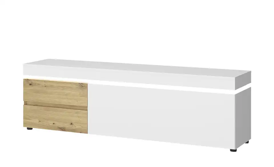 TV-Lowboard Luci Cremeweiß, Eiche Artisan (Nachbildung) 181 cm