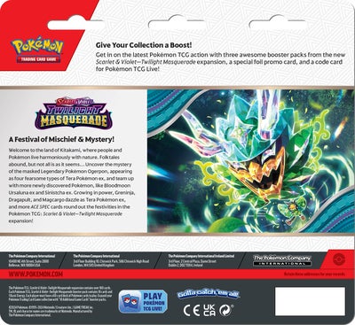 Pokémon Scarlet & Violet Twilight Masquerade SV6 Samlekort Blandet 3-Pack