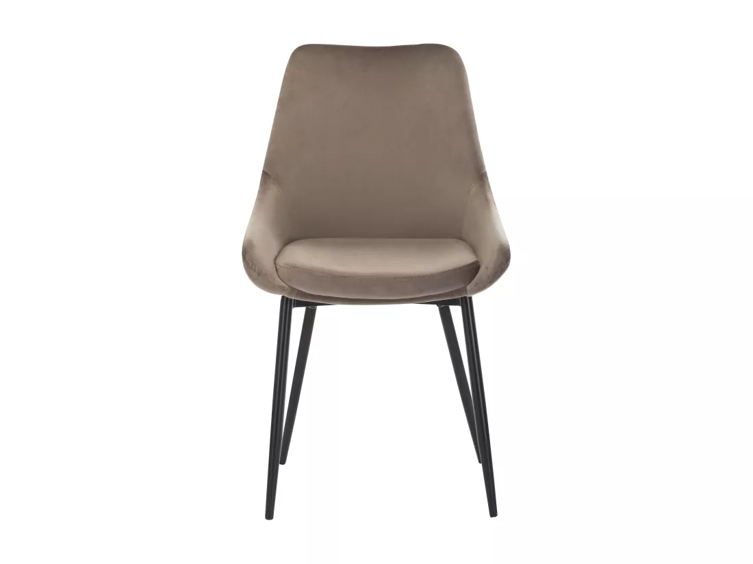 Lot de 2 chaises - Velours et métal noir - Taupe - MASURIE