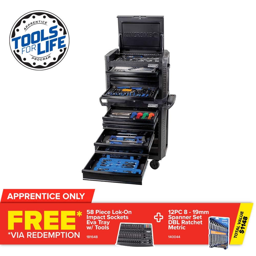 KINCROME TFL 242 Piece 12 Drawer Contour Tool Kit Black P1805MB