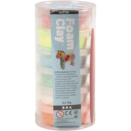 Creative Company Foam Clay Glitterset, 6 Dosen Wolkenschleim je 14 g