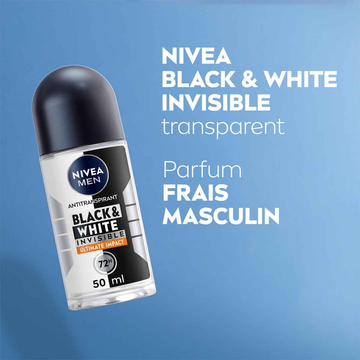 Déodorant bille anti-transpirant anti-traces blanches 72 h - Black & White - Homme - 50 ml