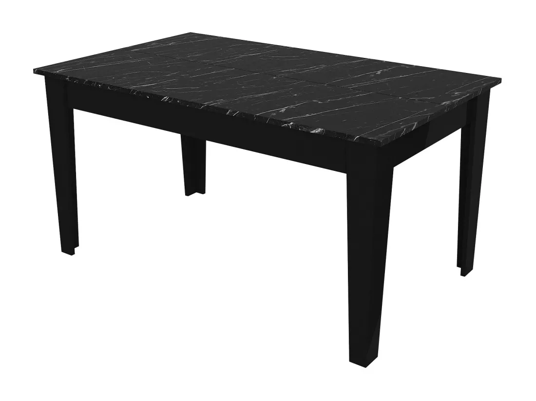 Table à manger 6 personnes avec rangements - Effet marbre noir - PERLINEA