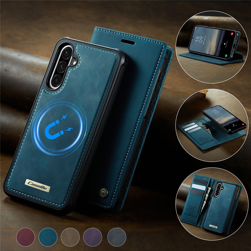 Samsung Galaxy A56 2in1 Leder Tasche   Magnet Hardcase Karten Etui MagSafe-Modul (RFID Schutz) - Blau