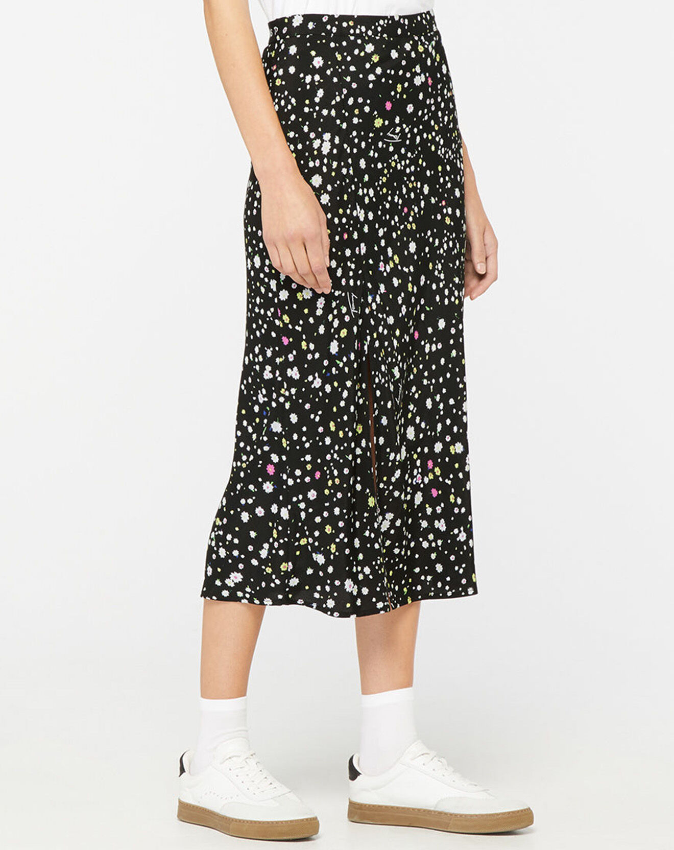 Tommy Jeans Jupe Fluide Mi-Longue imprimée noir/multicolore