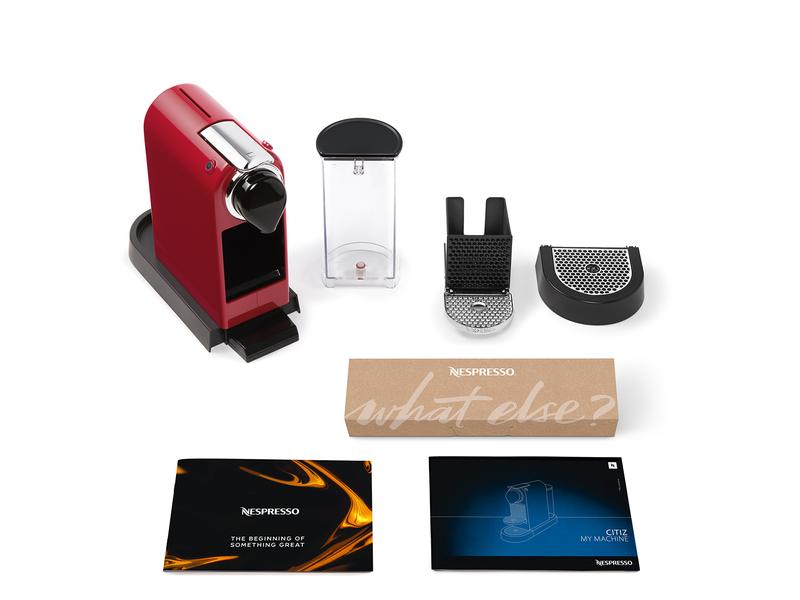 Krups Kaffeemaschine Nespresso CitiZ XN7415 Rot Elegante Kapselmaschine der Original Line mit geringem Platzbedarf
