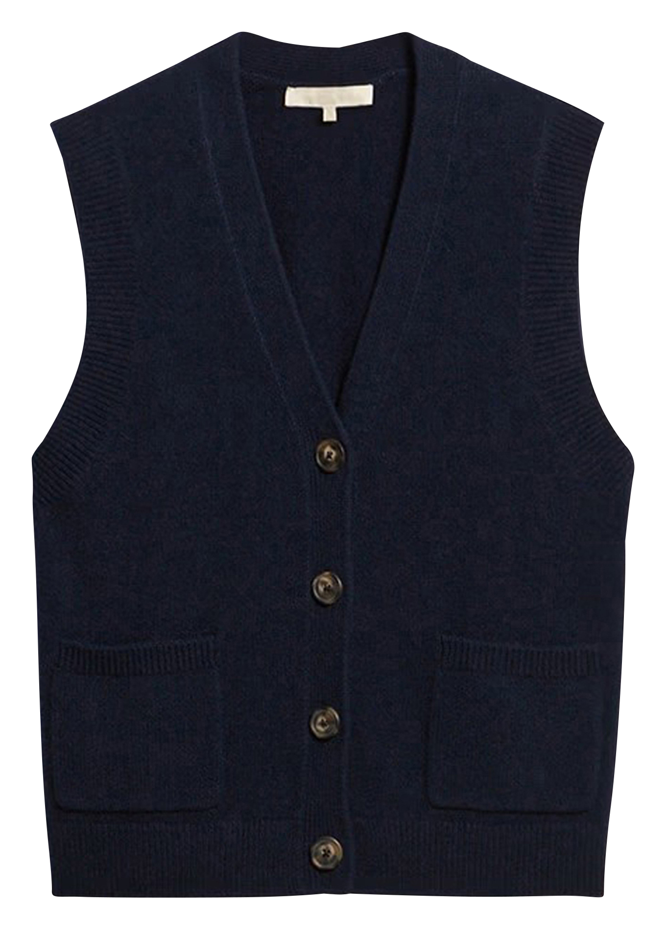 DASHLEY - Gilet droit col V en laine | Bleu