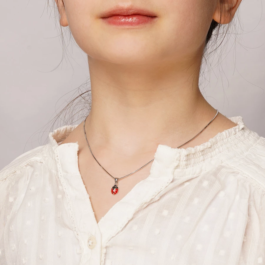 trendor Kinder-Halskette Silber 925 Collier mit Glückskäfer silver