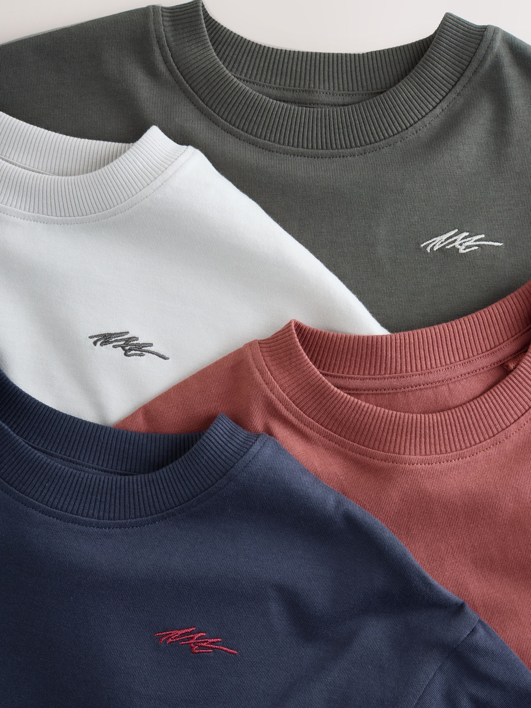 Marineblauw/grijs/paarsrood - Short Sleeve Logo Chest Graphic T-Shirts 4 Pack (3-16yrs)