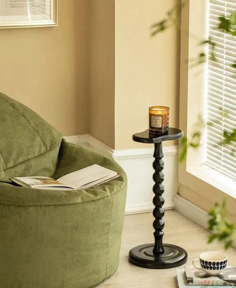 Retro Solid Wood Small Side Table  | Round Medieval Solid Wood Small Coffee Table Furniture