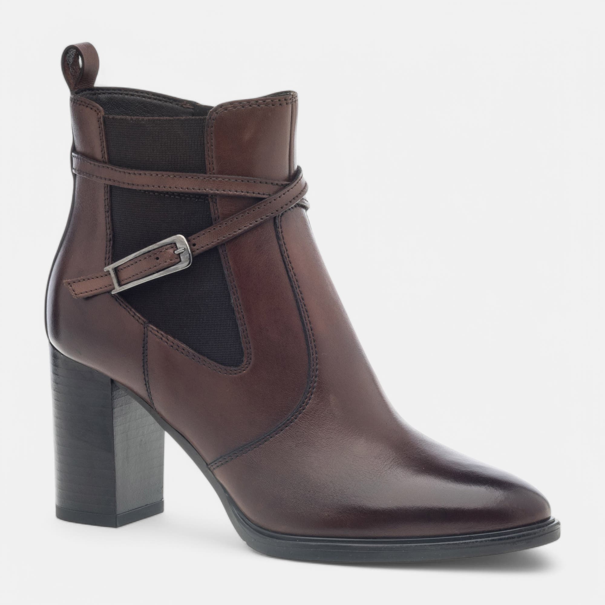 Bottines à talon Femme en cuir marron