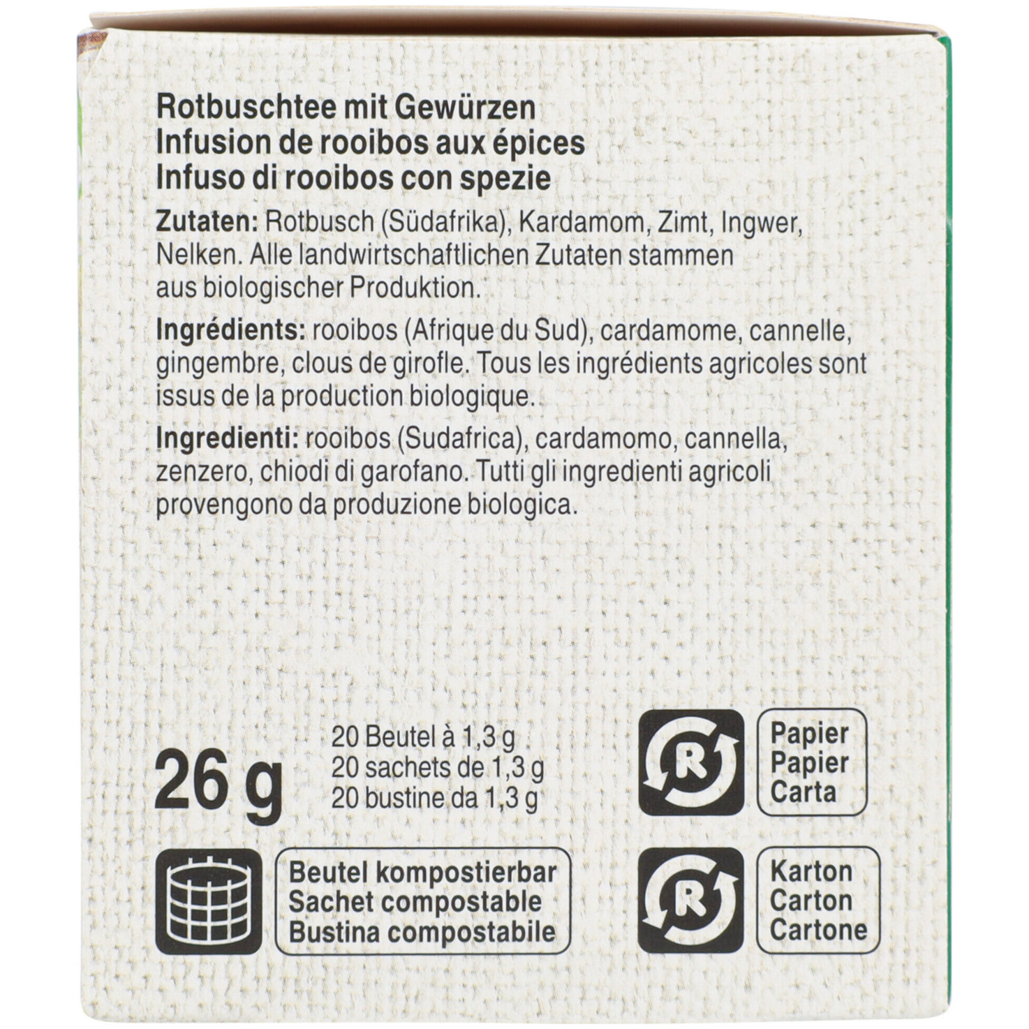 Naturaplan Bio Tee Rooibos Chai 20 Beutel