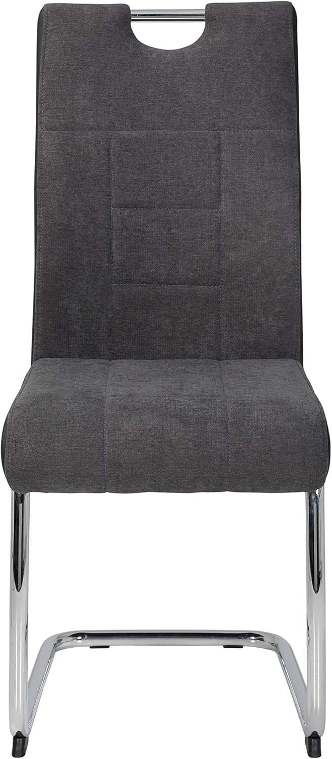 Hela Tische, 5-TLG Essgruppen Alina, Säulentisch Sanremo Eiche 120-180x80cm und 4x Schwingstuhl Anthrazit, Metallgestell Chrom