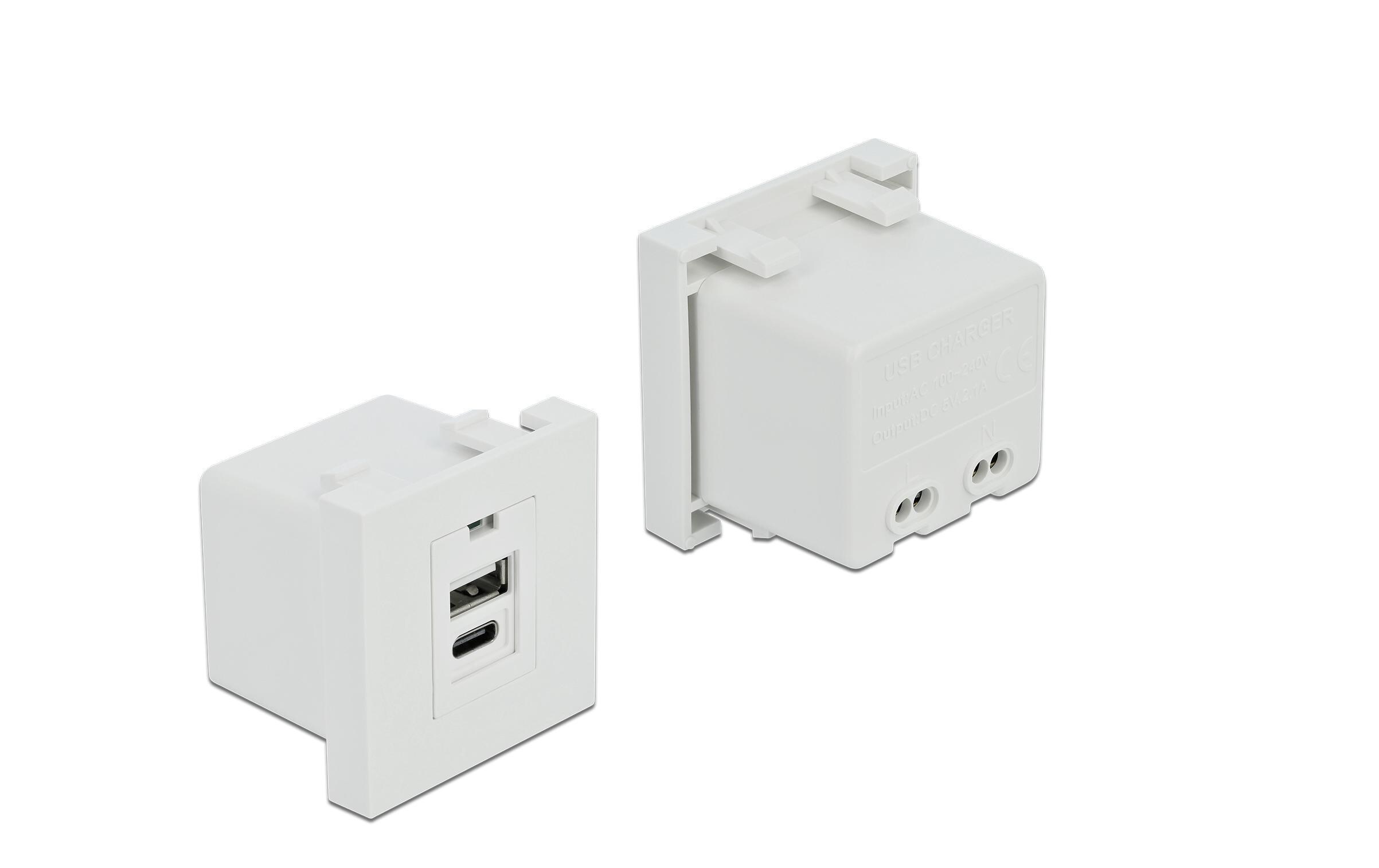Easy 45 USB Ladeportmodul 1 x USB Typ-A + 1 x USB Type-CEasy 45 USB Ladeportmodul 1 x USB Typ-A + 1 x USB Type-C
