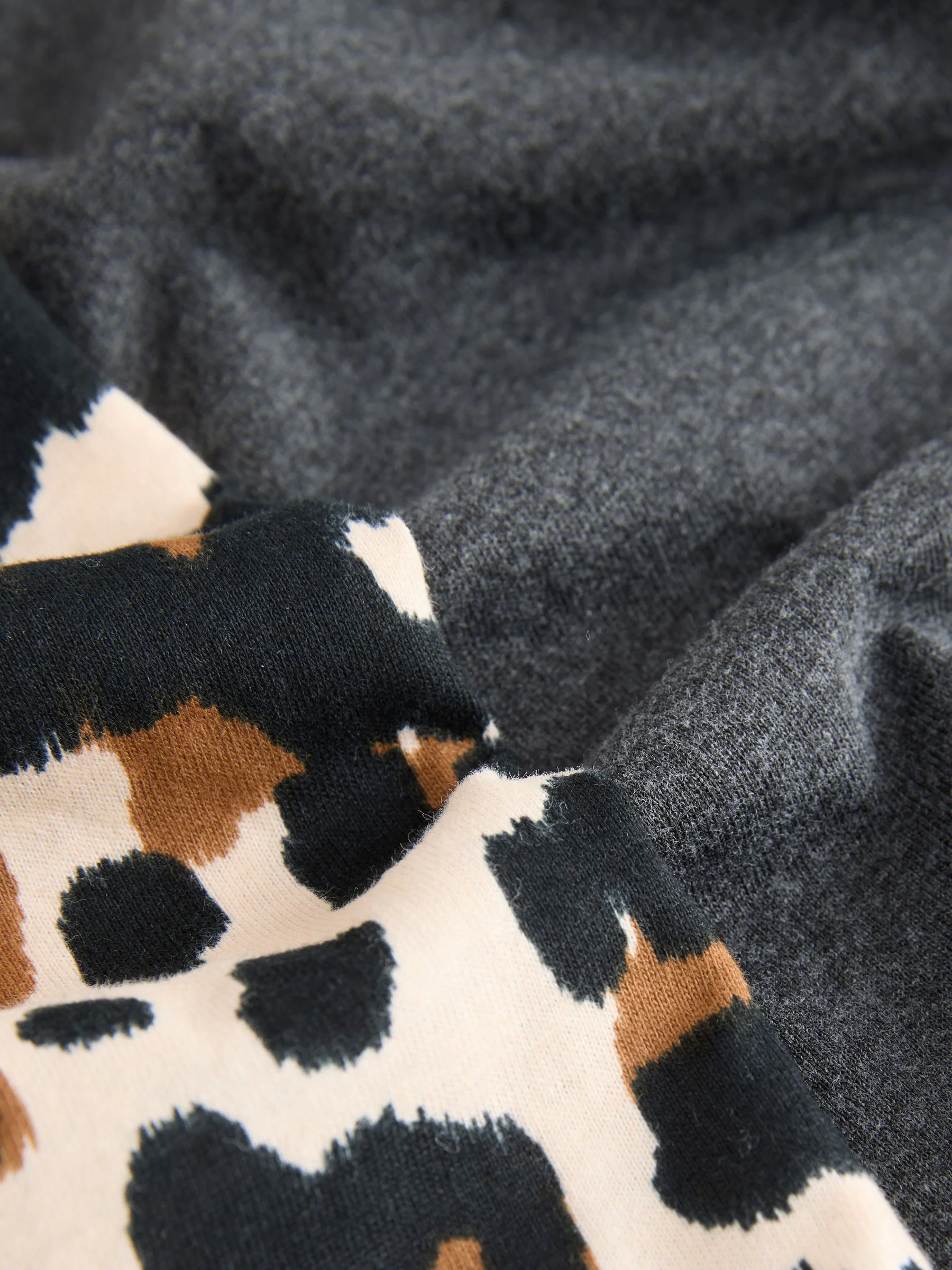 Antraciet met luipaardprint - Pyjama met korte mouwen