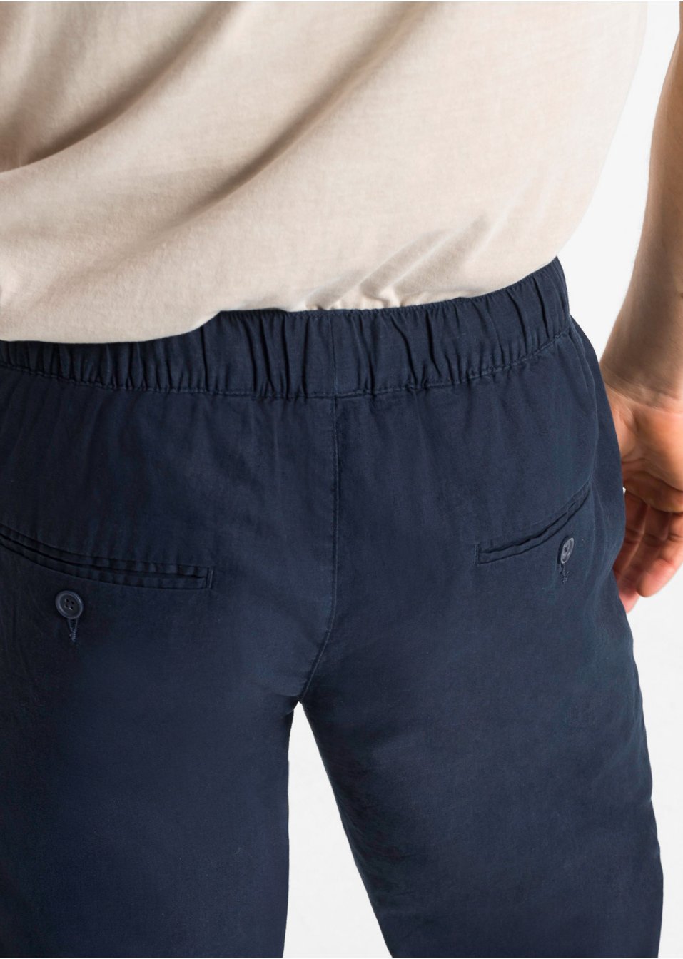 Pantalon chino taille extensible Regular Fit à teneur en lin, Straight
