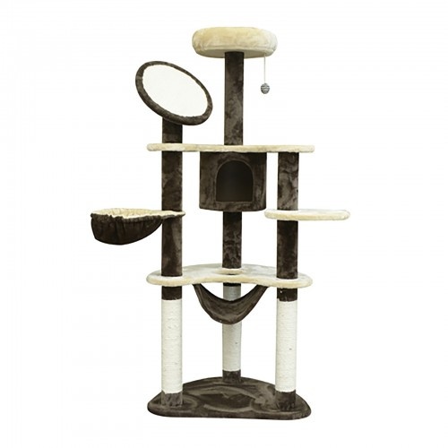 Arranhador para gatos Pawhut em sisal cor creme e café.