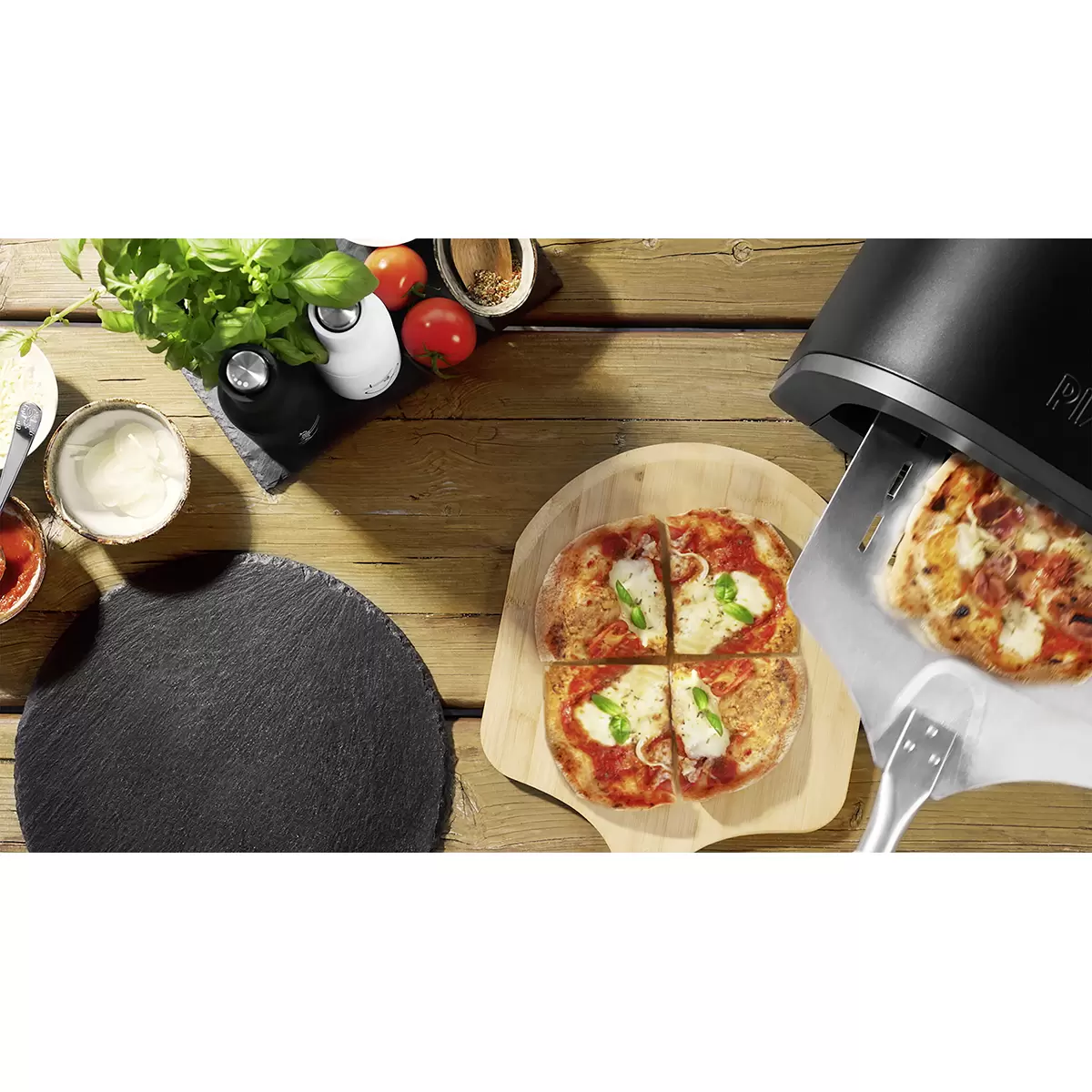 Elektrischer Pizzaofen Trisa Pizza Mio schwarz,silber