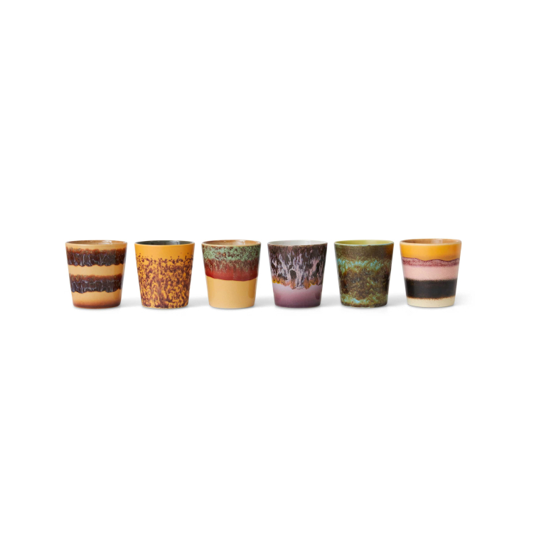 HKliving 70's Ceramic koffiemok set van 6 grounding