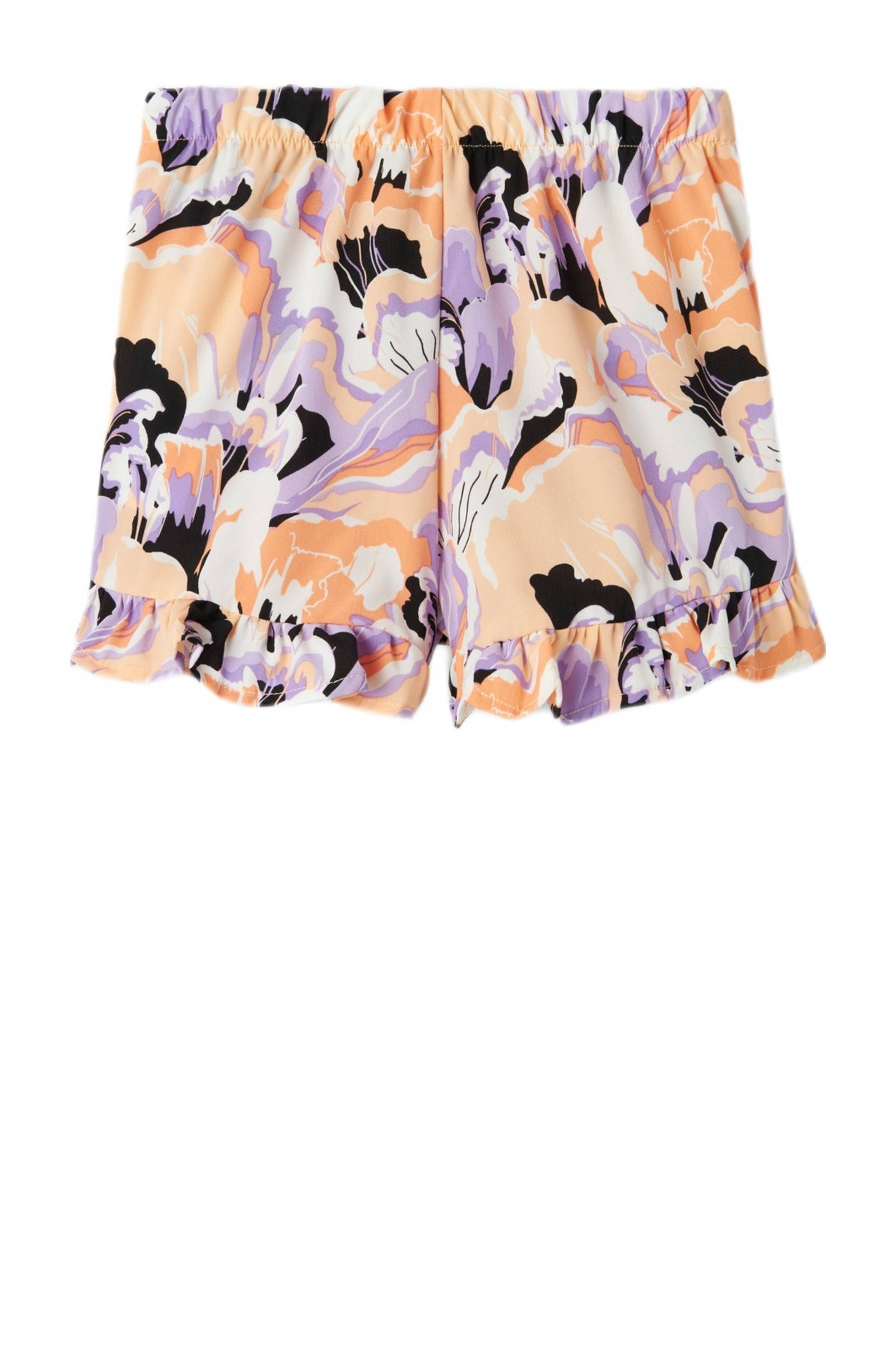 NAME IT skort NMFVINAYA met all over print en volant oranje/lila/wit