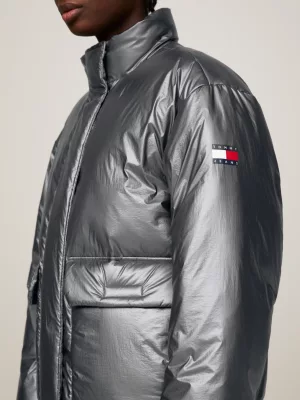 Jaqueta puffer reciclada metálica