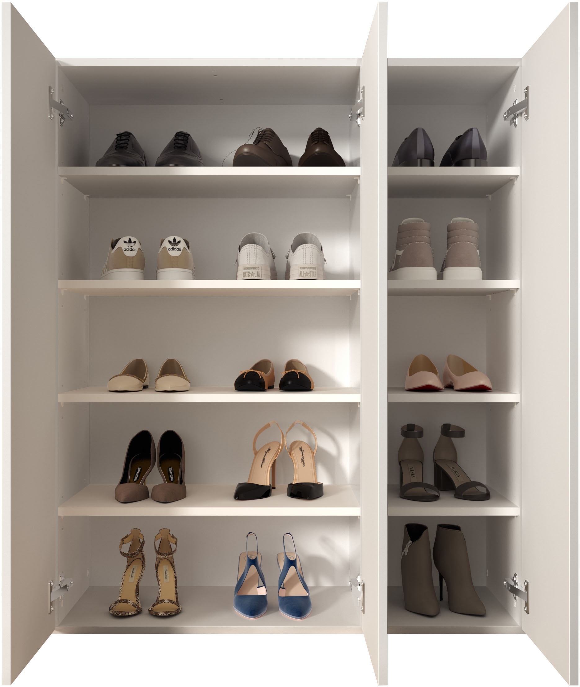 INOSIGN Schuhschrank »SMILE Breite 95 cm, Höhe 114 cm, Schuhregal mit 5 Ebenen,« Schuhkommode in Weiss Hochglanz Lack