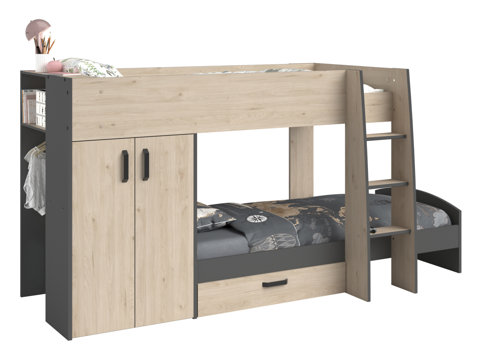 Etagenbett STIM 2 - Eiche Jackson-grau - 90x200 cm