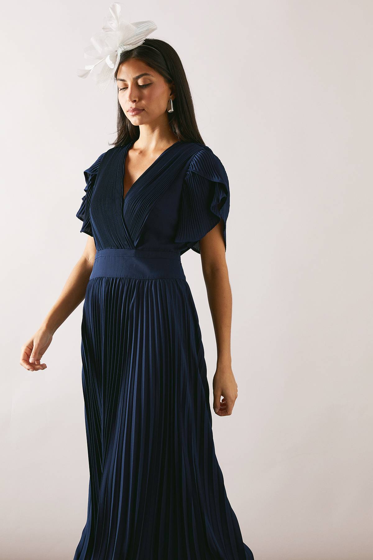 Wallis Robe Maxi à Manches Fendues Plissées