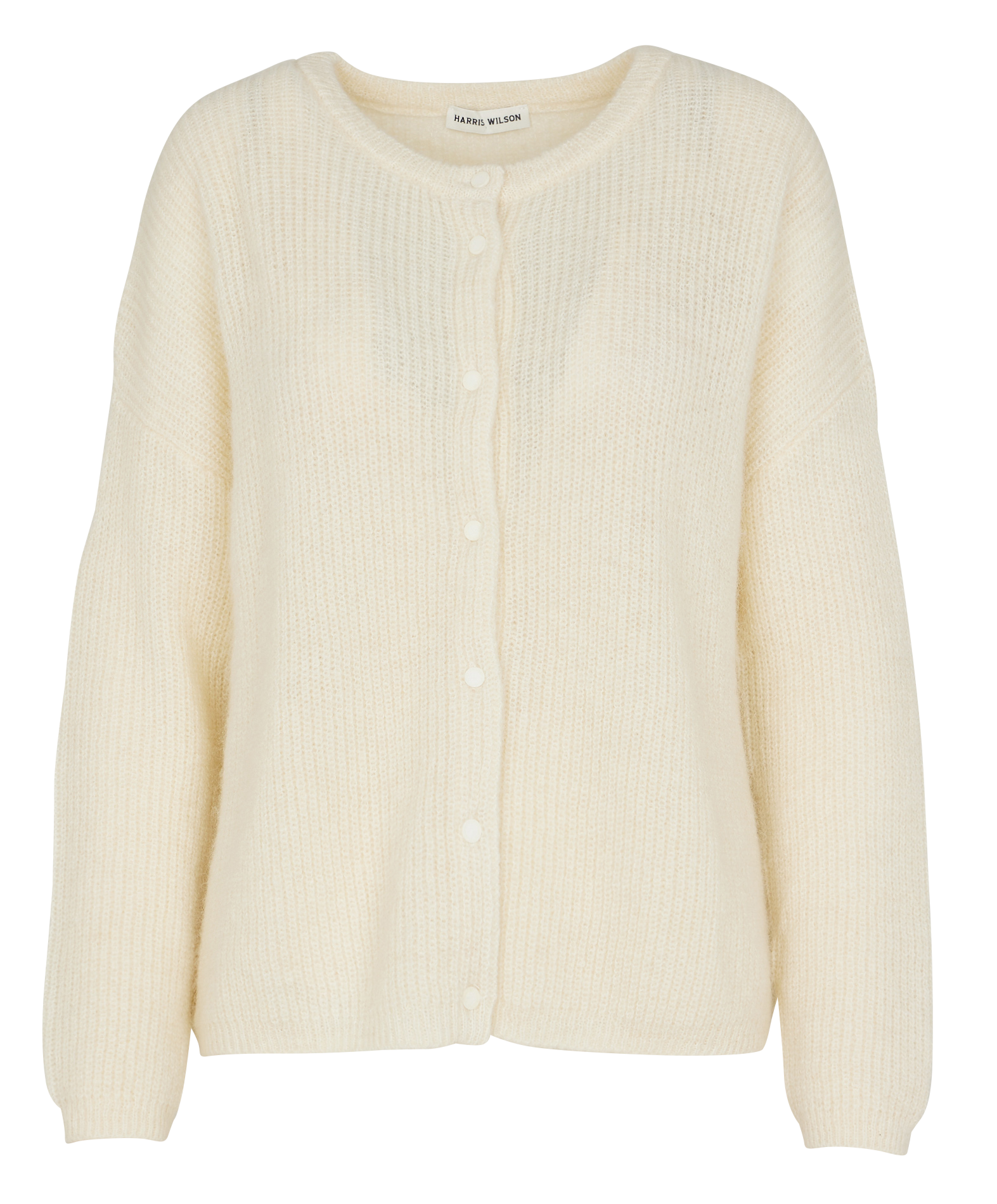ERMAN - Gilet oversize col rond en laine mélangée | Blanc